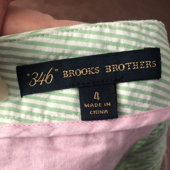 ⭕️ PRICE FIRM 346 Brooks Brothers Size 4 Green Seersucker Shorts - Picture 4 of 5